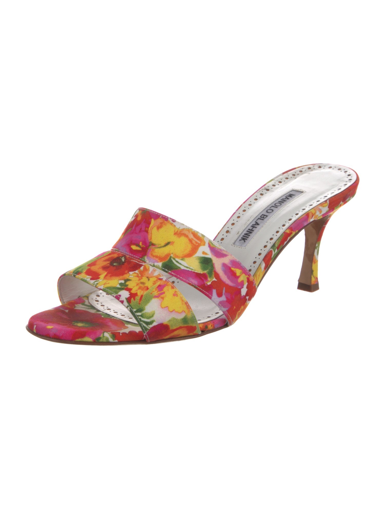 Manolo Blahnik Floral Print Slides