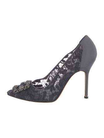 Manolo Blahnik Lace Floral Print Pumps