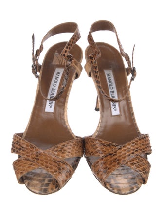 Manolo Blahnik Snakeskin Animal Print Slingback Pumps