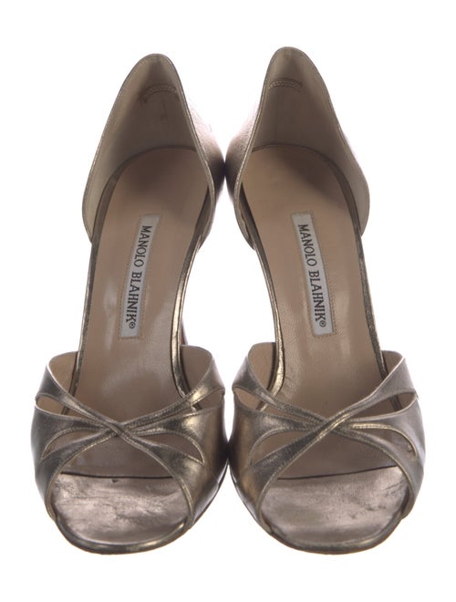Manolo Blahnik Leather Cutout Accent D'Orsay Pumps