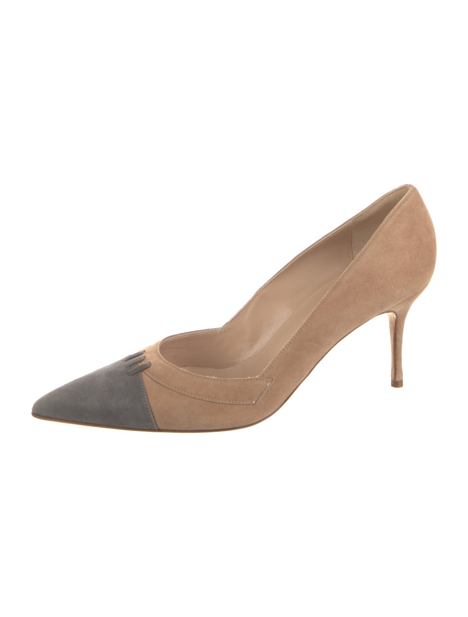 Manolo Blahnik Suede Colorblock Pattern Pumps