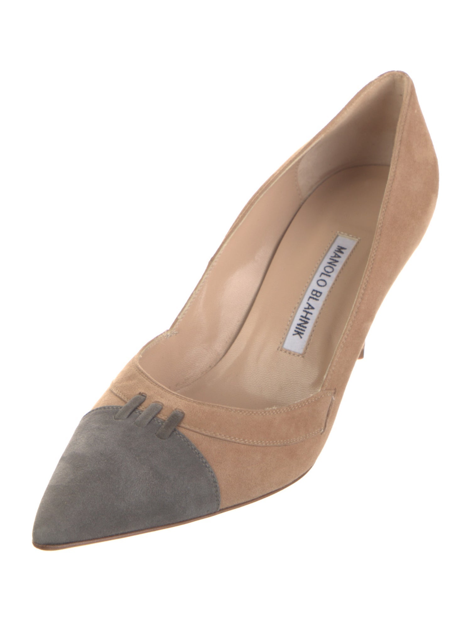 Manolo Blahnik Suede Colorblock Pattern Pumps