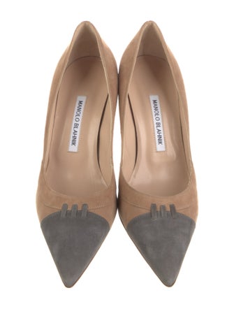 Manolo Blahnik Suede Colorblock Pattern Pumps