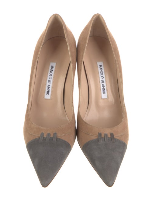 Manolo Blahnik Suede Colorblock Pattern Pumps
