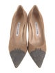 Manolo Blahnik Suede Colorblock Pattern Pumps