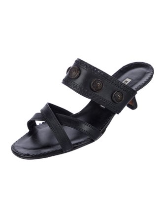 Manolo Blahnik Leather Slides