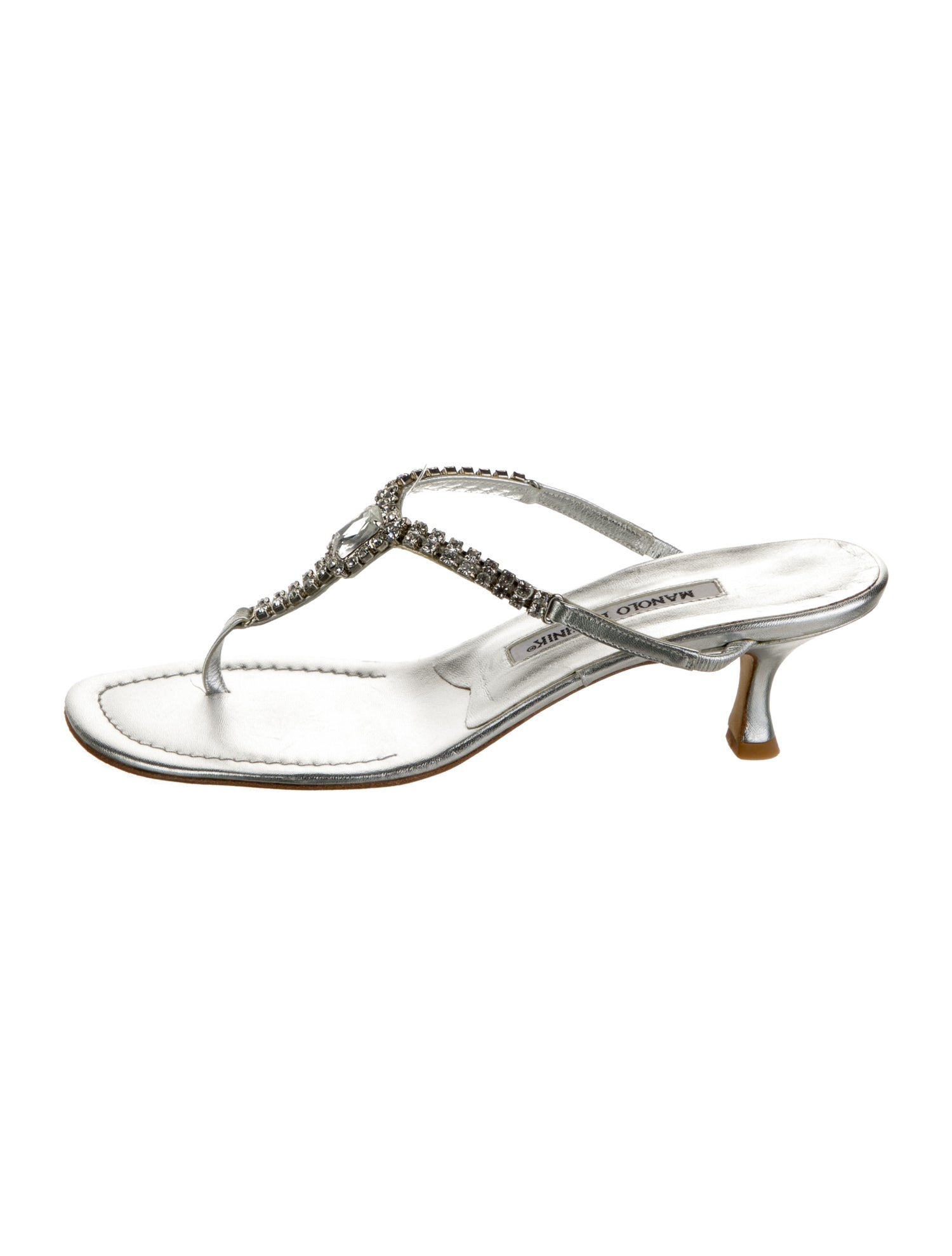 Manolo Blahnik Leather T-Strap Sandals
