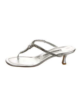 Manolo Blahnik Leather T-Strap Sandals
