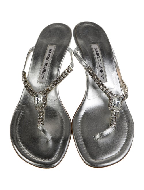 Manolo Blahnik Leather T-Strap Sandals