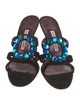 Manolo Blahnik Suede Crystal Embellishments Slides
