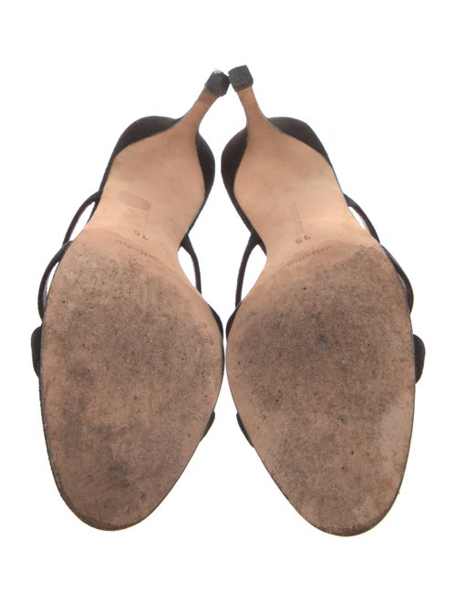 Manolo Blahnik Suede Crystal Embellishments Slides