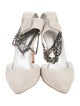 Manolo Blahnik Suede Chain-Link Accents D'Orsay Pumps