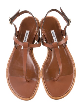 Manolo Blahnik Leather T-Strap Sandals