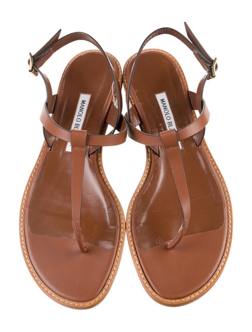Manolo Blahnik Leather T-Strap Sandals