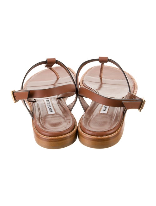 Manolo Blahnik Leather T-Strap Sandals