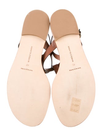 Manolo Blahnik Leather T-Strap Sandals