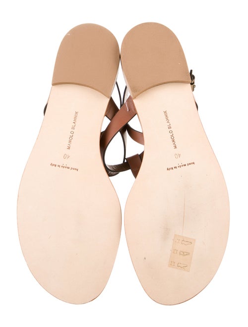 Manolo Blahnik Leather T-Strap Sandals