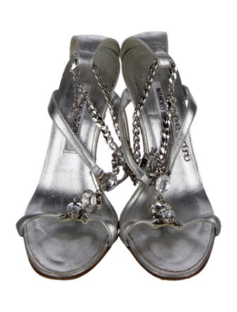 Manolo Blahnik Leather T-Strap Sandals