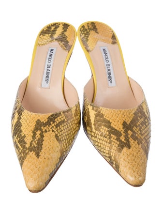 Manolo Blahnik Snakeskin Animal Print Mules