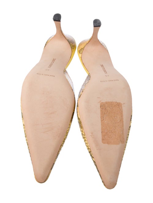 Manolo Blahnik Snakeskin Animal Print Mules