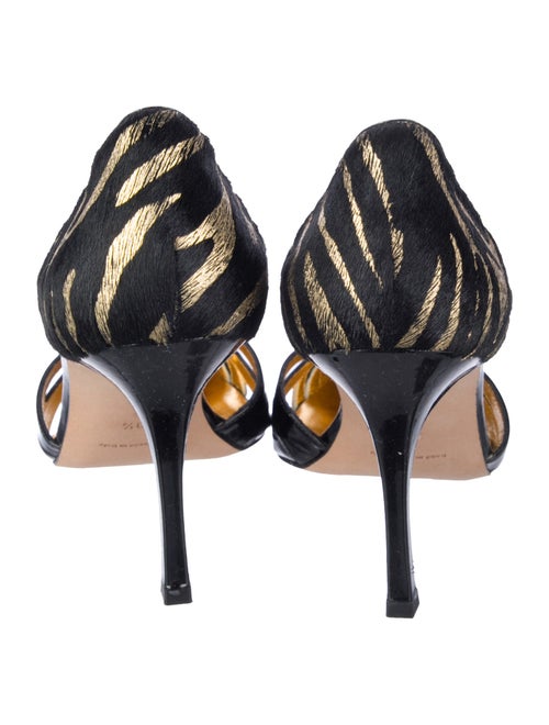 Manolo Blahnik Patent Leather Animal Print D'Orsay Pumps