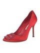 Manolo Blahnik Satin Crystal Embellishments Pumps
