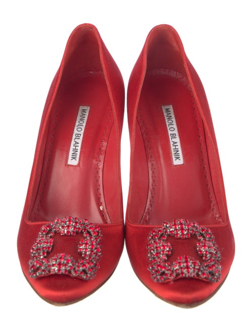 Manolo Blahnik Satin Crystal Embellishments Pumps