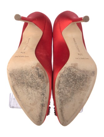 Manolo Blahnik Satin Crystal Embellishments Pumps