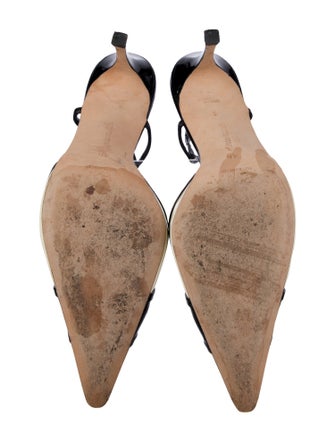 Manolo Blahnik Patent Leather Colorblock Pattern Slingback Pumps