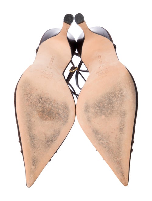 Manolo Blahnik Suede Keyhole Accent Slingback Pumps