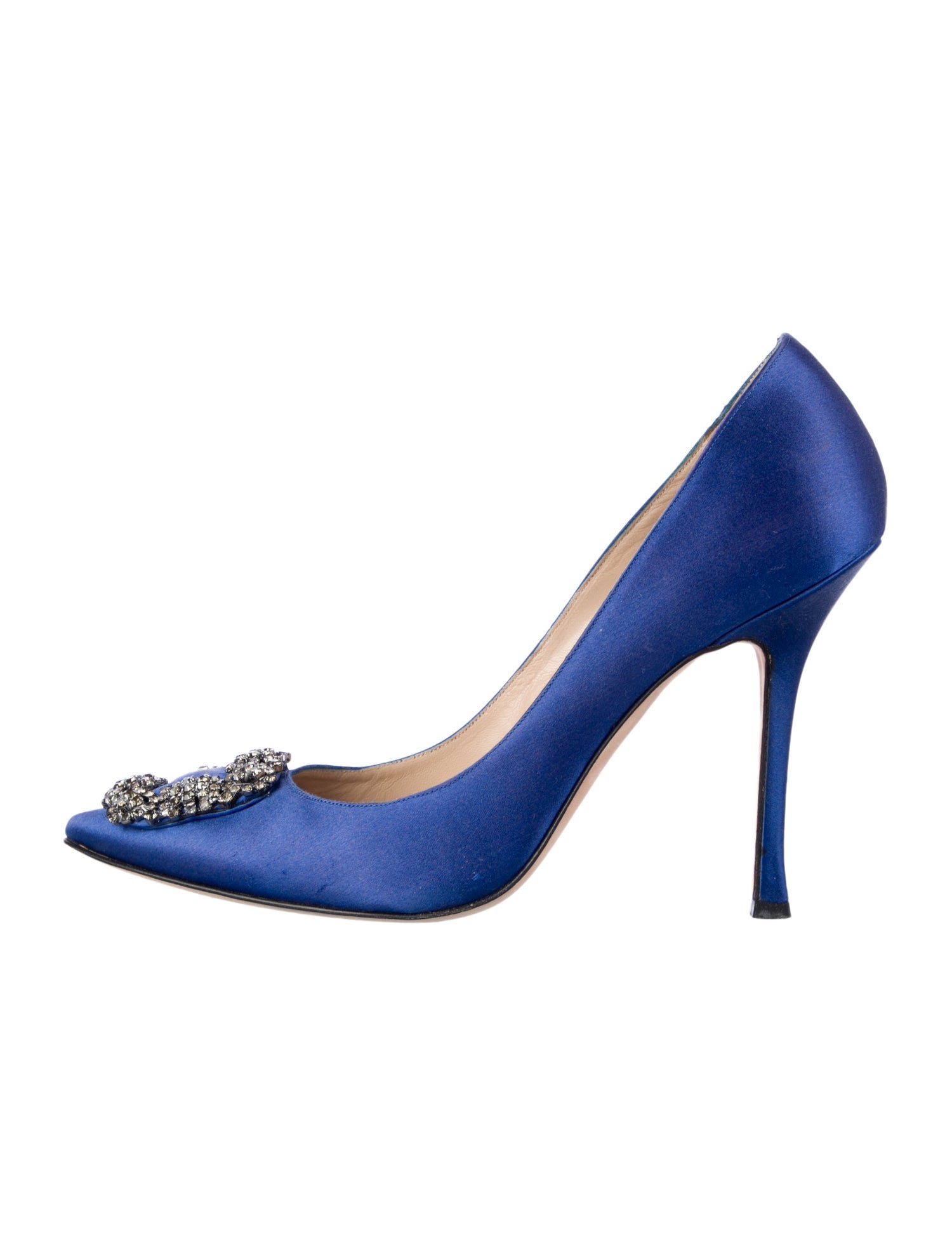 Manolo Blahnik Satin Crystal Embellishments Pumps
