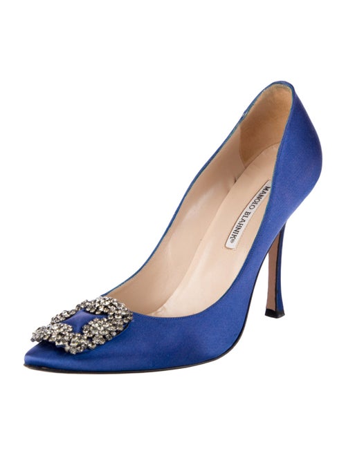 Manolo Blahnik Satin Crystal Embellishments Pumps