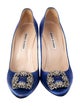 Manolo Blahnik Satin Crystal Embellishments Pumps