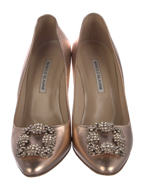 Manolo Blahnik Leather Crystal Embellishments Pumps