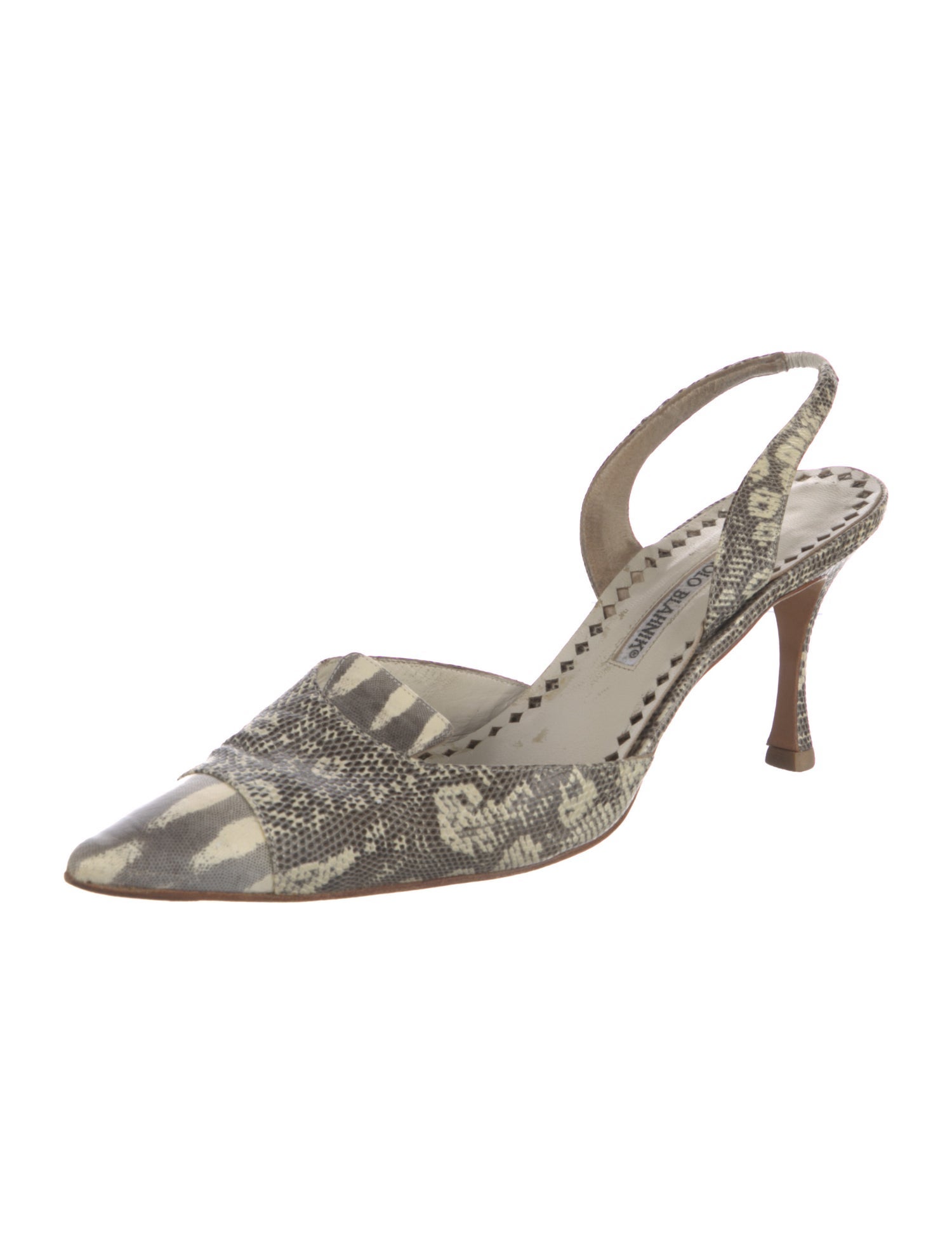 Manolo Blahnik Vintage Snakeskin Slingback Pumps