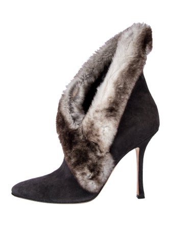 Manolo Blahnik Suede Colorblock Pattern Pumps