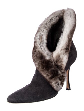 Manolo Blahnik Suede Colorblock Pattern Pumps