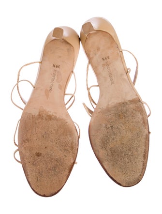 Manolo Blahnik Leather Leather Trim Embellishment Slides