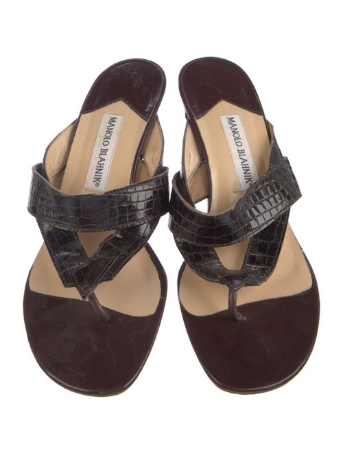 Manolo Blahnik Embossed Leather Flats