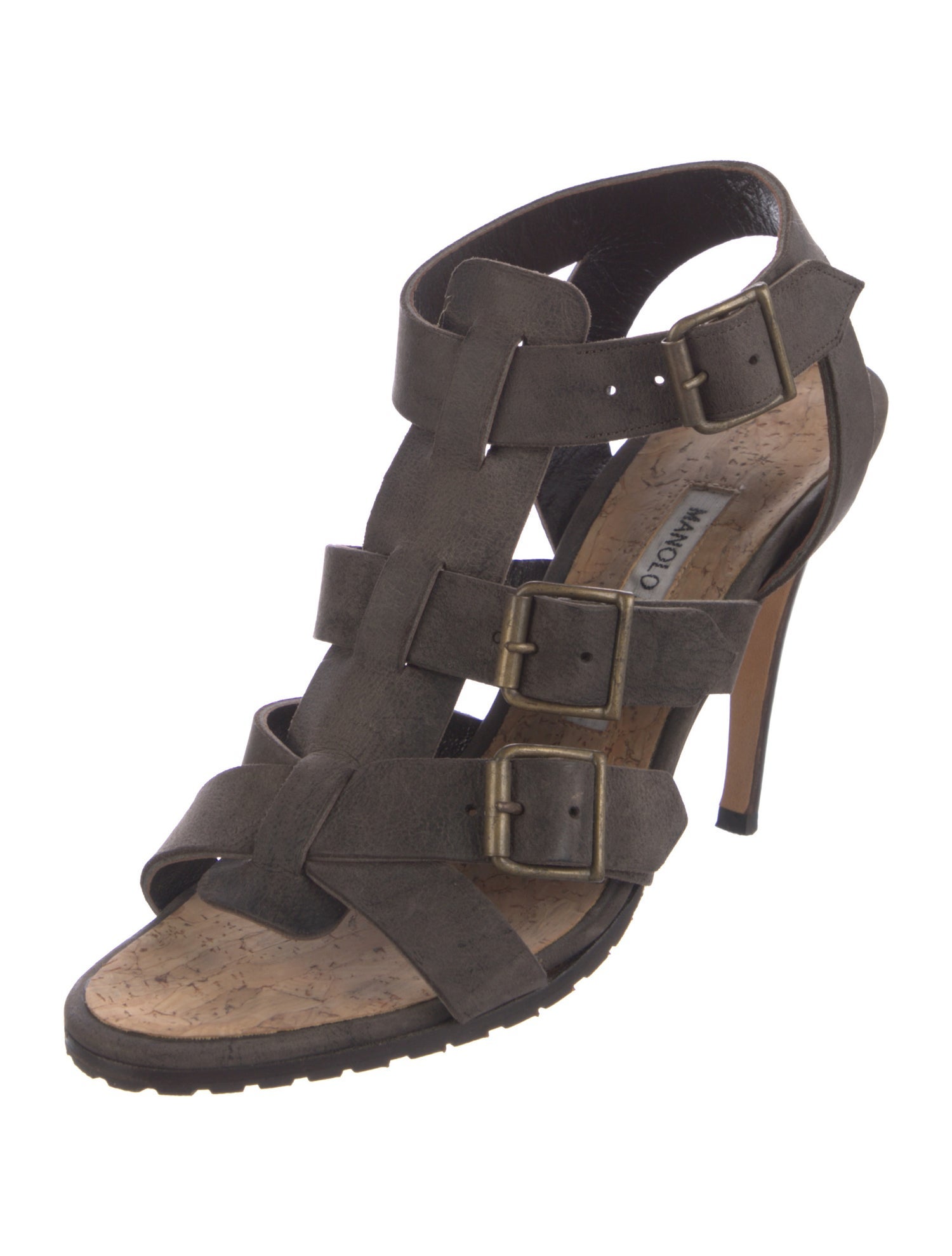 Manolo Blahnik Suede Cutout Accent Gladiator Sandals