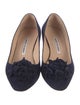 Manolo Blahnik Suede Ruffle Embellishment Pumps