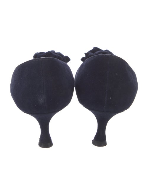 Manolo Blahnik Suede Ruffle Embellishment Pumps