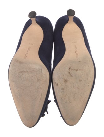 Manolo Blahnik Suede Ruffle Embellishment Pumps