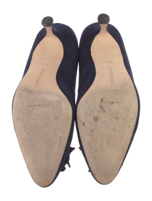 Manolo Blahnik Suede Ruffle Embellishment Pumps