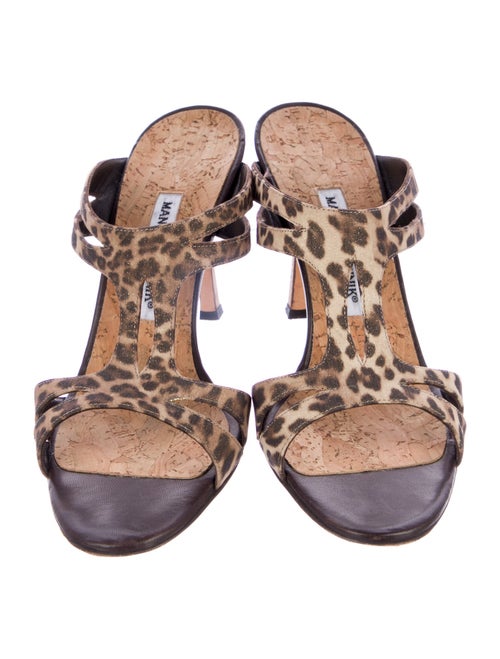 Manolo Blahnik Animal Print Slides