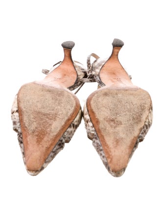 Manolo Blahnik Snakeskin Animal Print T-Strap Pumps