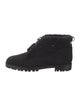 Manolo Blahnik Suede Faux Fur Trim Lace-Up Boots