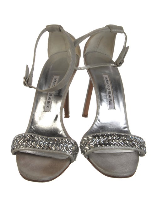 Manolo Blahnik Patent Leather Crystal Embellishments Sandals