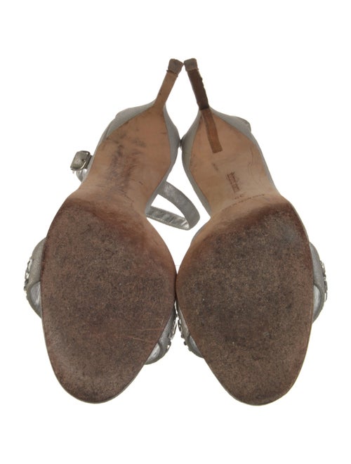 Manolo Blahnik Patent Leather Crystal Embellishments Sandals