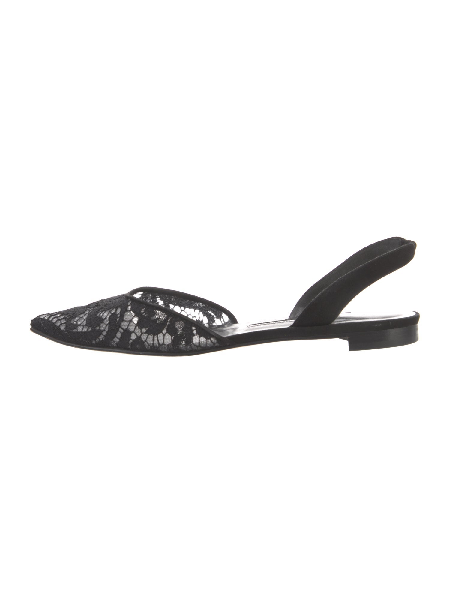 Manolo Blahnik Lace Lace Pattern Slingback Flats